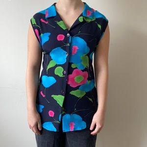 GLORIA VANDERBILT floral button up top blouse X-LARGE